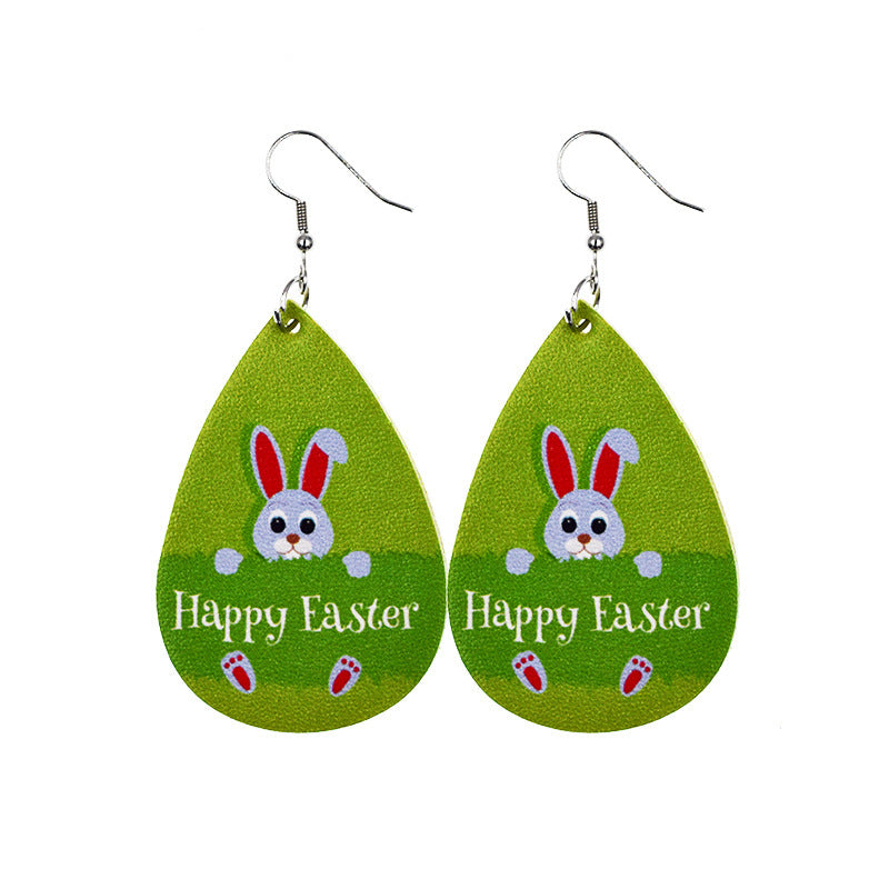 Wholesale arrival St. parcret festival leather Easter white rabbit leather earrings