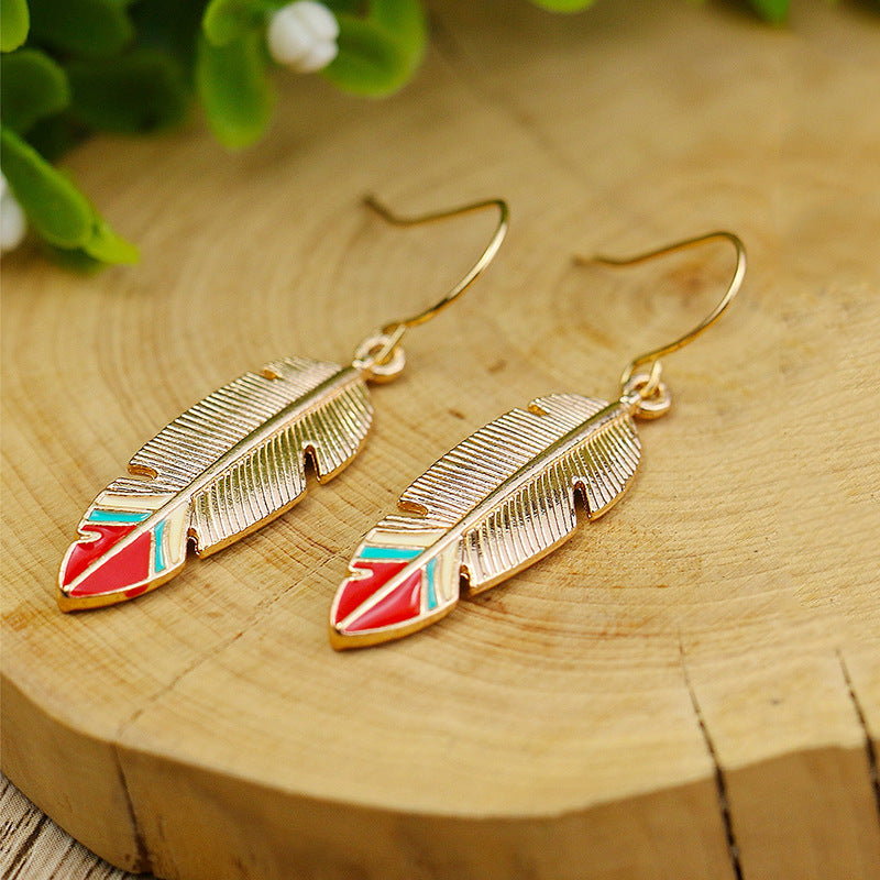 Wholesale Retro Tassel Hollow Alloy Oil Dripping Earrings Set