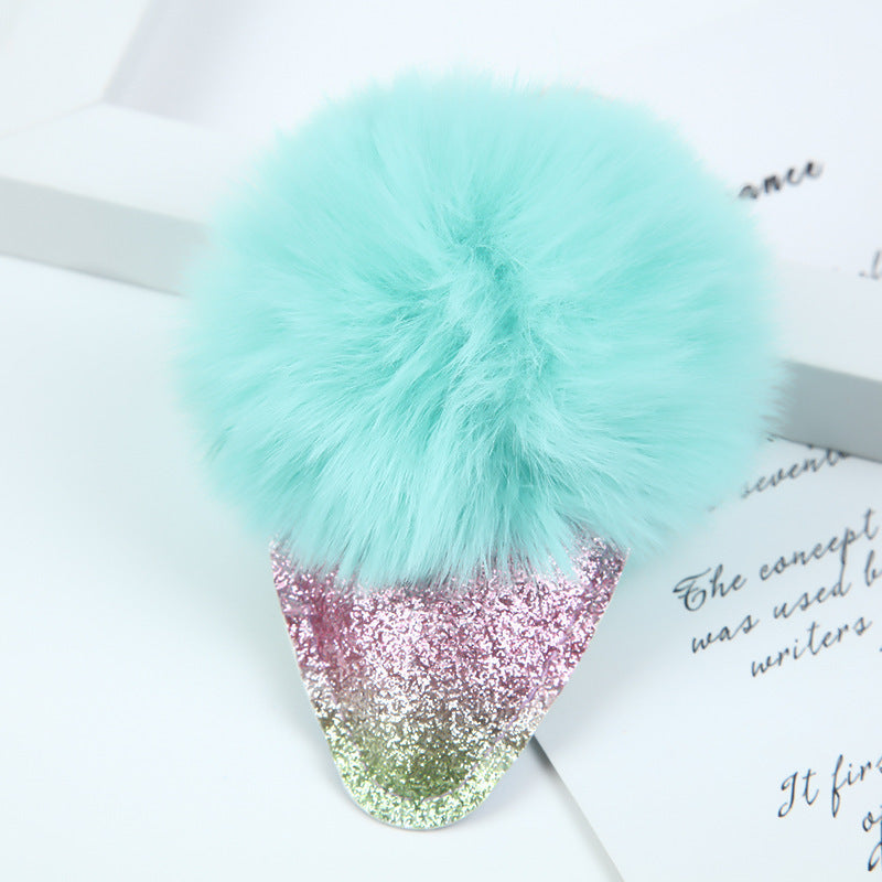 Wholesale Hair Ball Ice Cream Cone Keychain