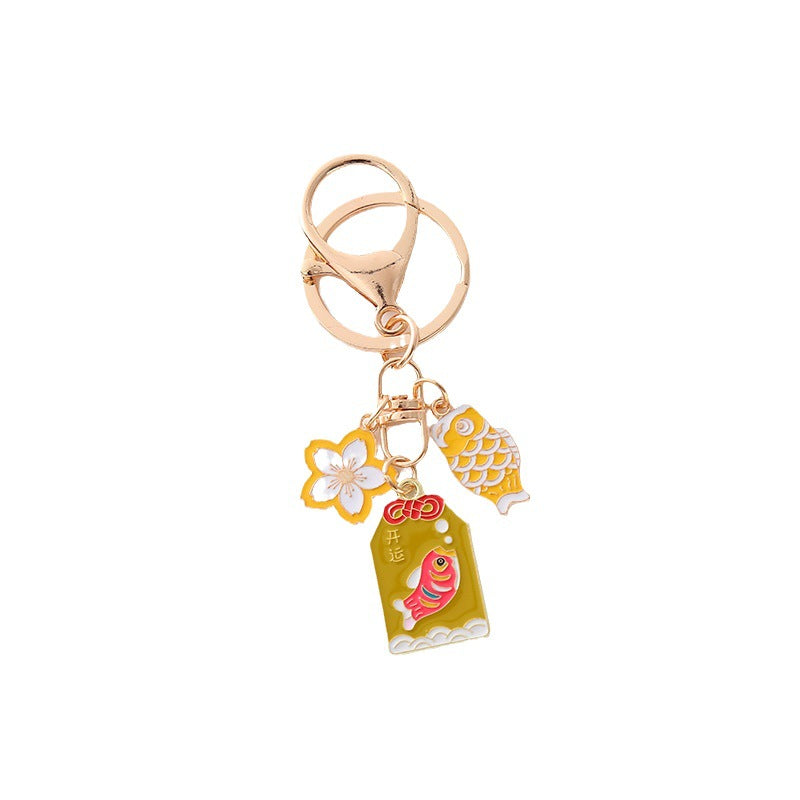 Wholesale Sakura Lucky Car Alloy Oil Dripping Keychain Pendant