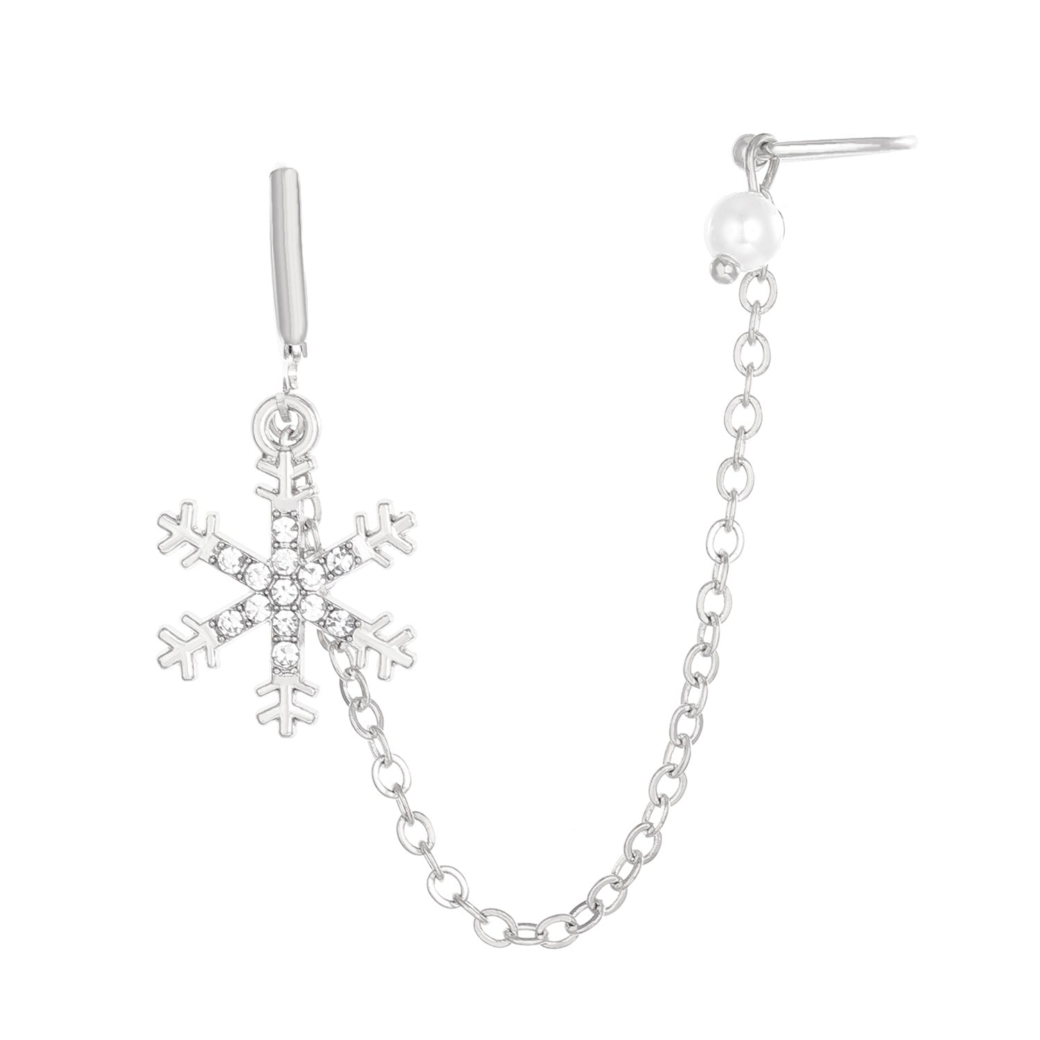 Wholesale Long Chain Diamond Snowflake Alloy Ear Clips