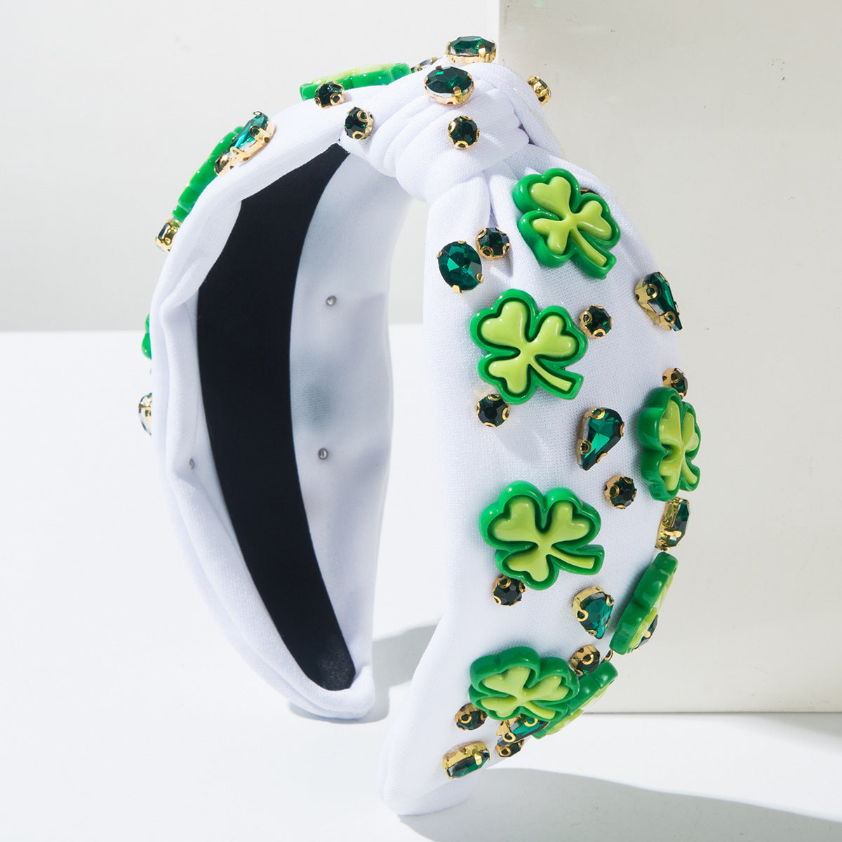 Wholesale St.  Patrick' s Day diamond studded clover green headband