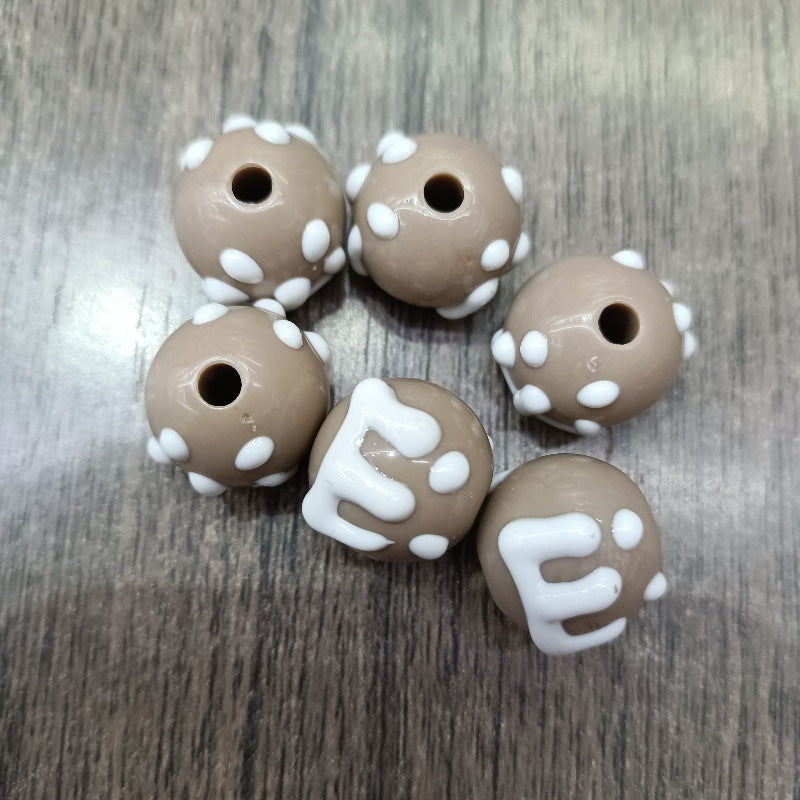 Wholesale 200pcs Hand-painted round beads DIY letters cake beads
