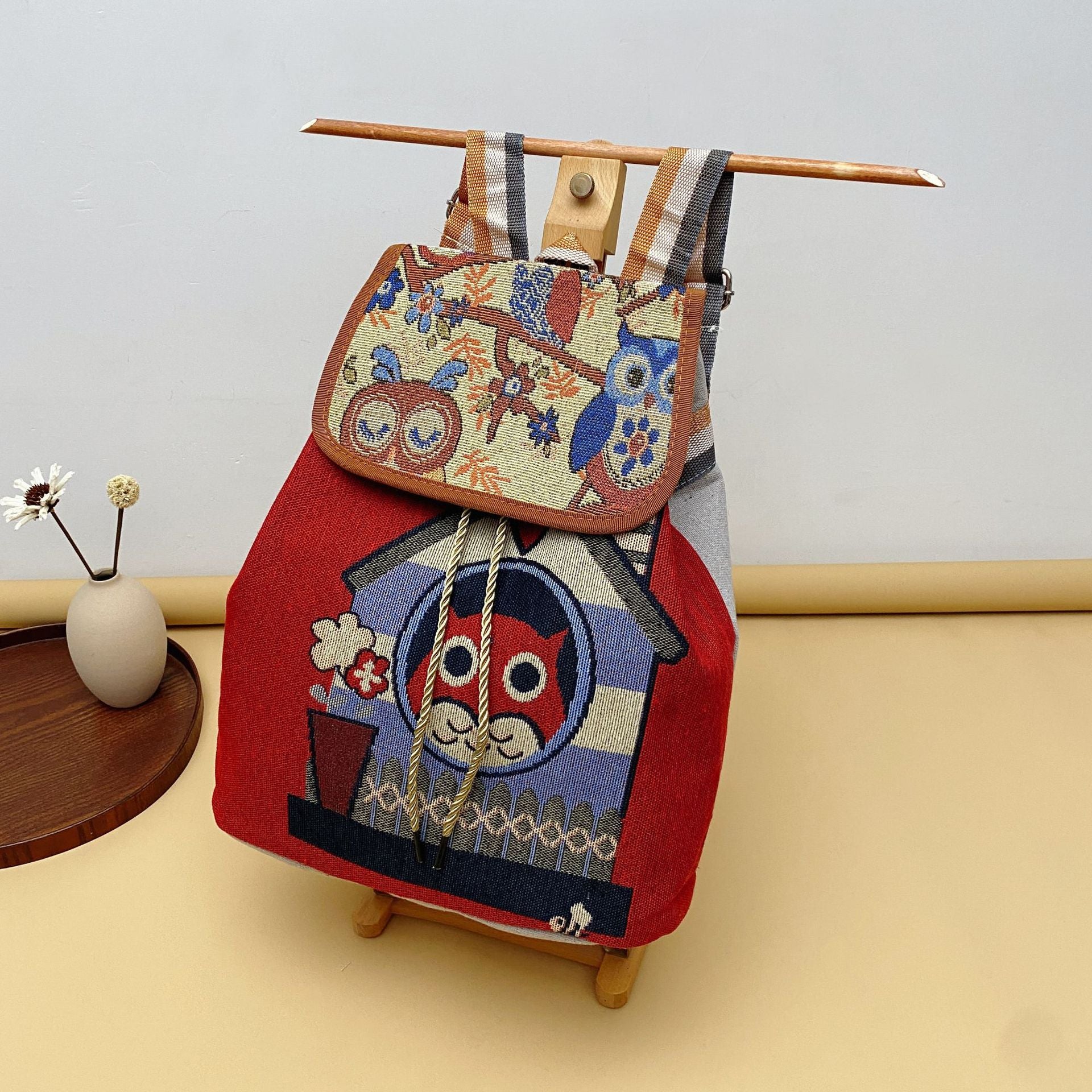 Wholesale Canvas Embroidery Knit Backpack