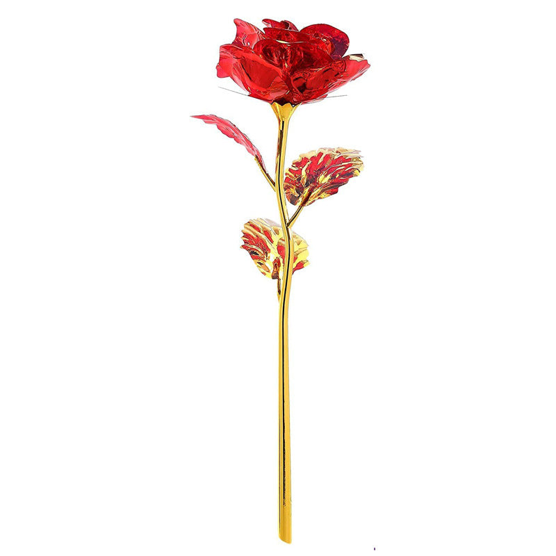 Wholesale of 10pcs Valentine's Day 24k Gold Foil Luminous Plastic Roses