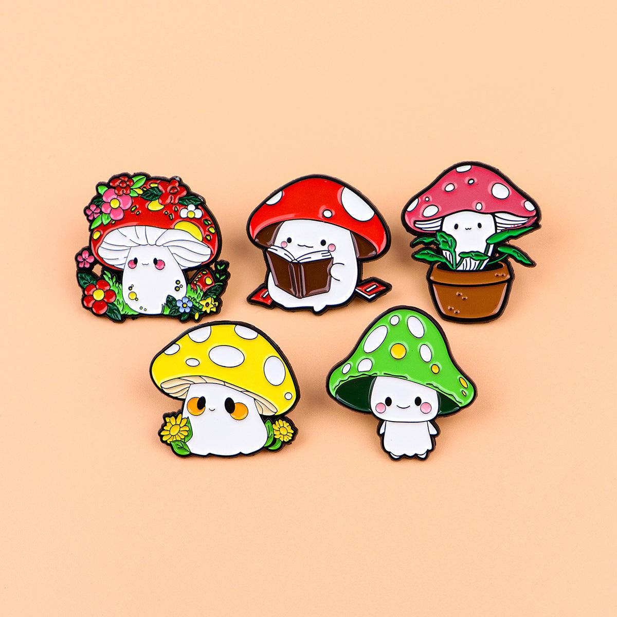 Wholesale Mushroom Brooch Cartoon Metal Badge Accessories