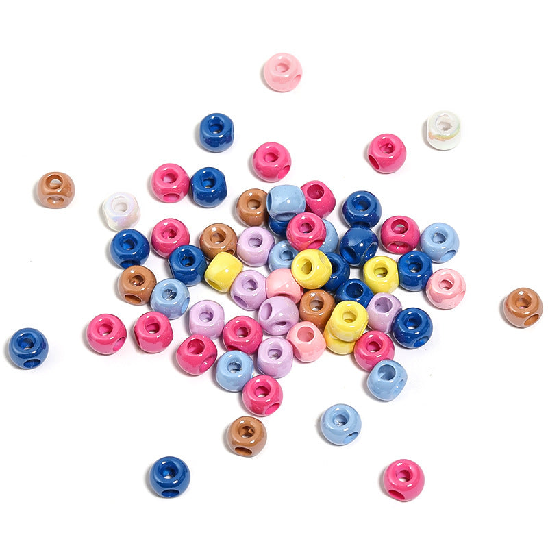 Wholesale 300pcs  Acrylic Glossy Cream Solid Color Four Way Beads DIY Spacer