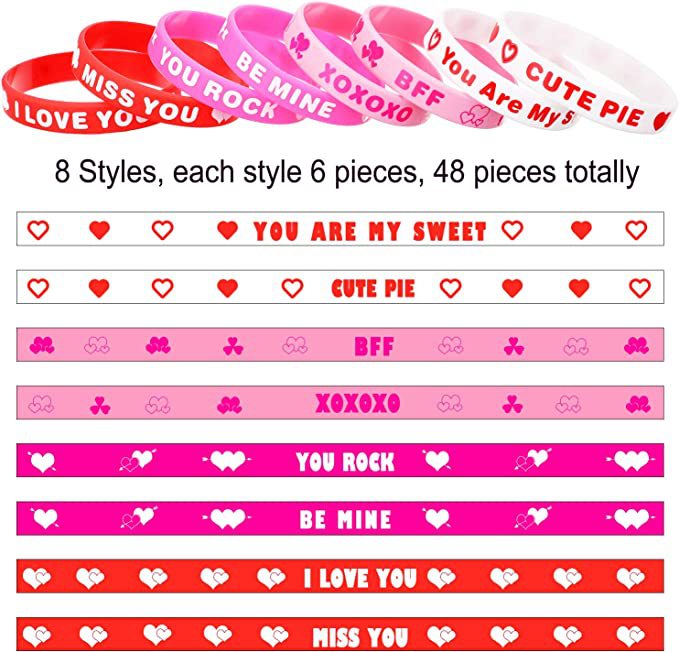 Wholesale 100pcs Valentine's Day Silicone Bracelet