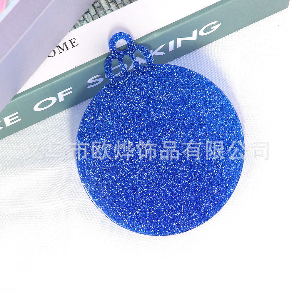 Wholesale 10pcs Glitter Acrylic Christmas Pendant Decoration DIY Glitter Craft Hanging Ornament Patch