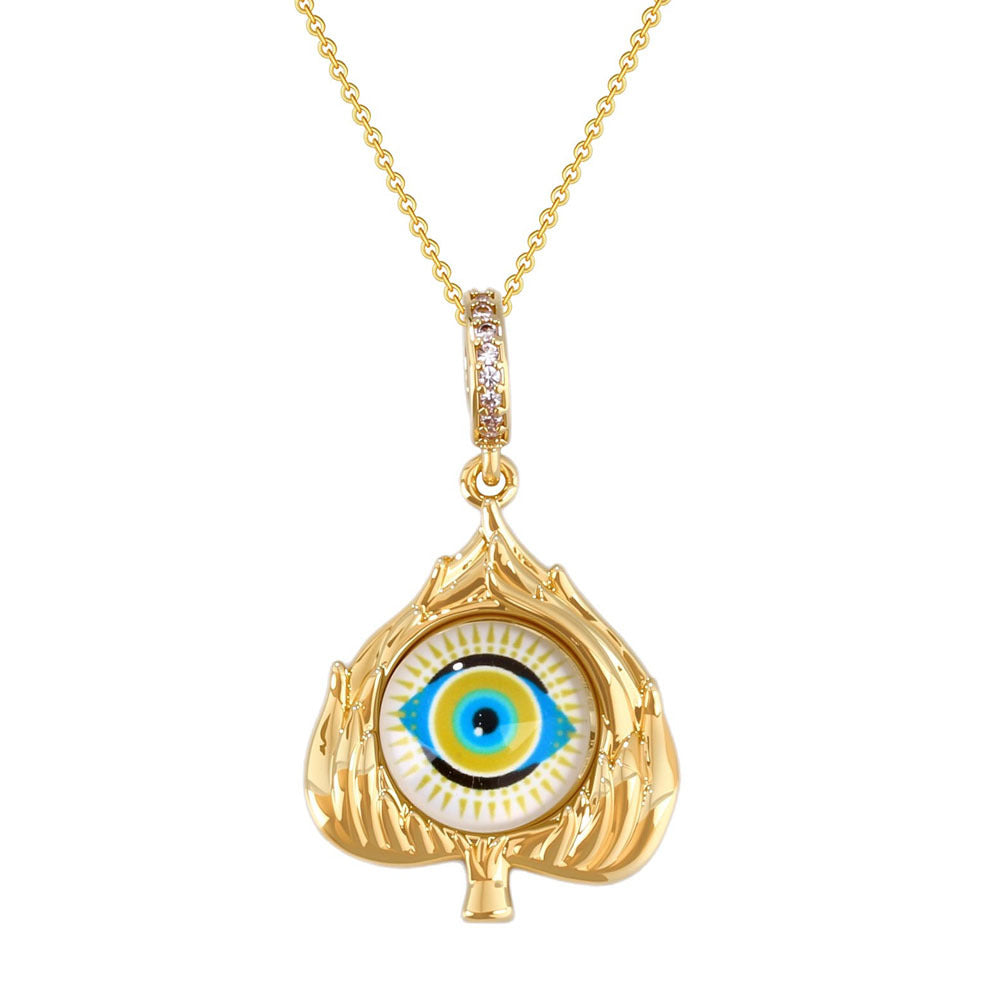 Wholesale Heart Evil Eye Pendant Necklace Gold Plated Copper Boutique Jewelry Accessory Gift