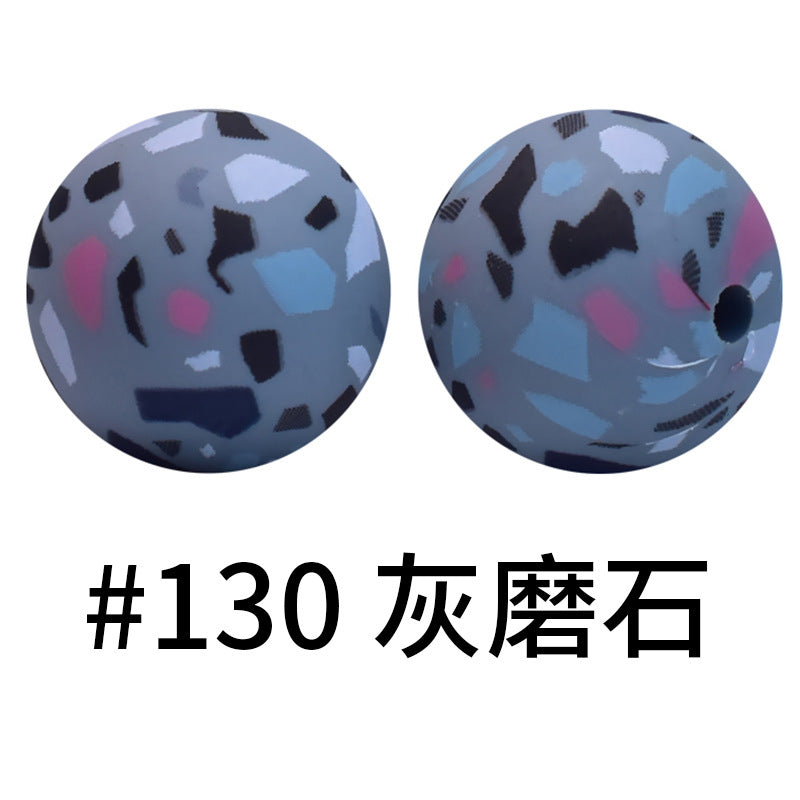 Wholesale 50pcs 16mm Print Silicone Beads Colorful Silicone Water Transfer Beads