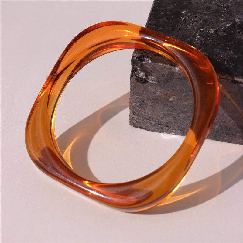 Wholesale Gradient transparent acrylic shaped resin square bracelet