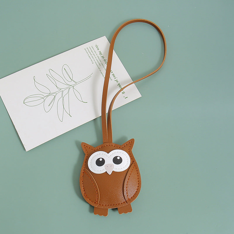 Wholesale PU leather stuffed owl keychain