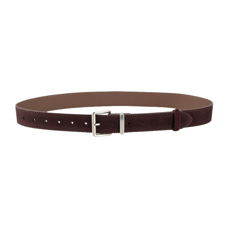 Wholesale women' s vintage genuine leather nubuck suede belt