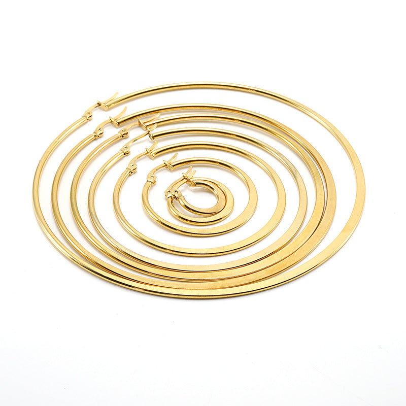 Wholesale Titanium Steel Flattened Ear Wire Buckle Craft Stainless Steel Tassel Earrings