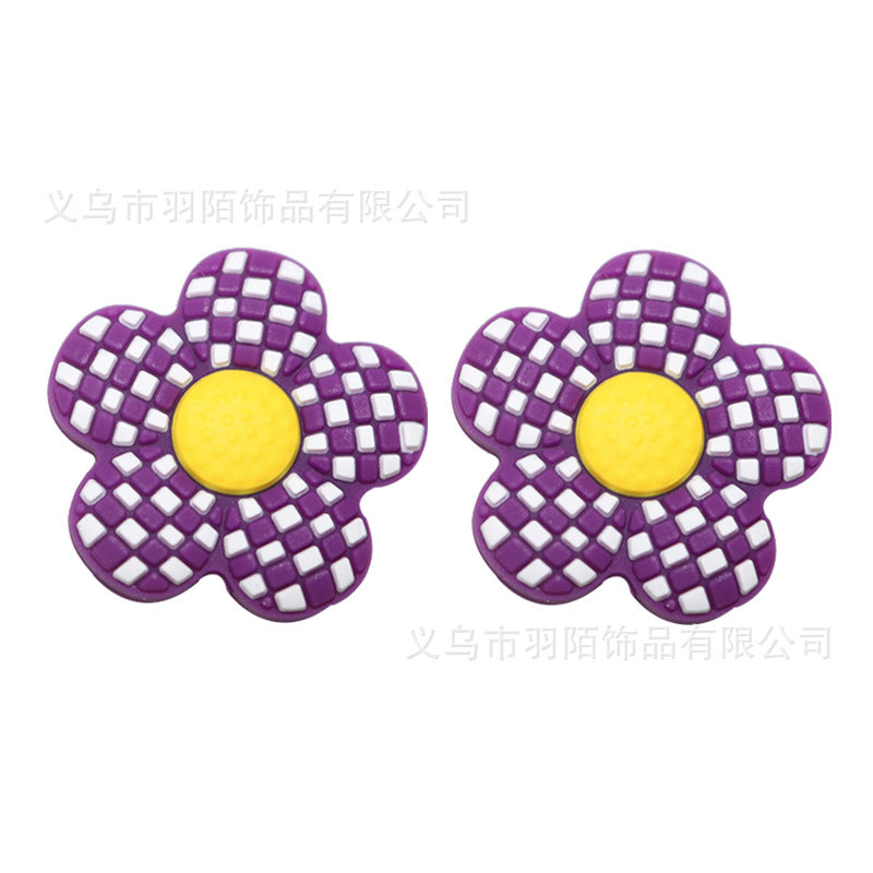 Wholesale 20pcs Checkerboard Flower Silicone Beads