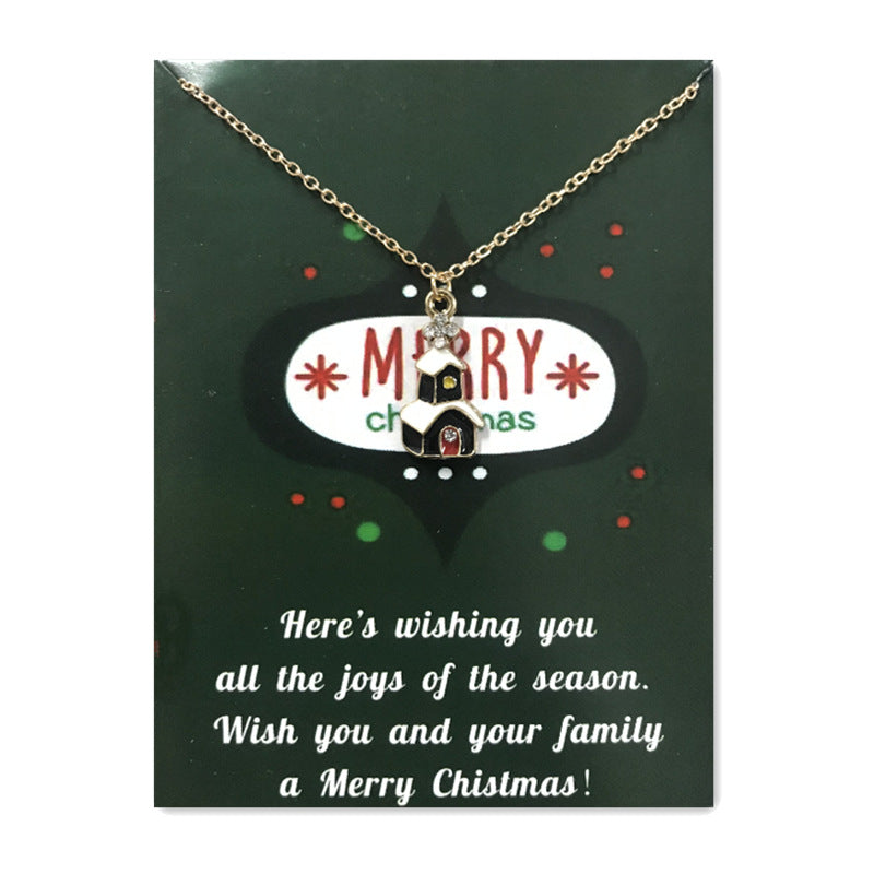 Wholesale Christmas Tree Pendant Card Necklace Clavicle Chain