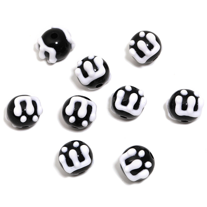 Wholesale  100pcs/pack Cartoon Hand-Painted Beads DIY Acrylic  Beads