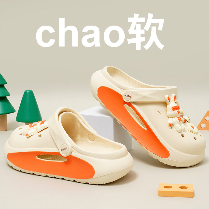 Wholesale  New Style Hole Shoes Women's Summer Outer Wear Soft Bottom Baotou Sandals and Slippers Women's Non-Slip Fashionable