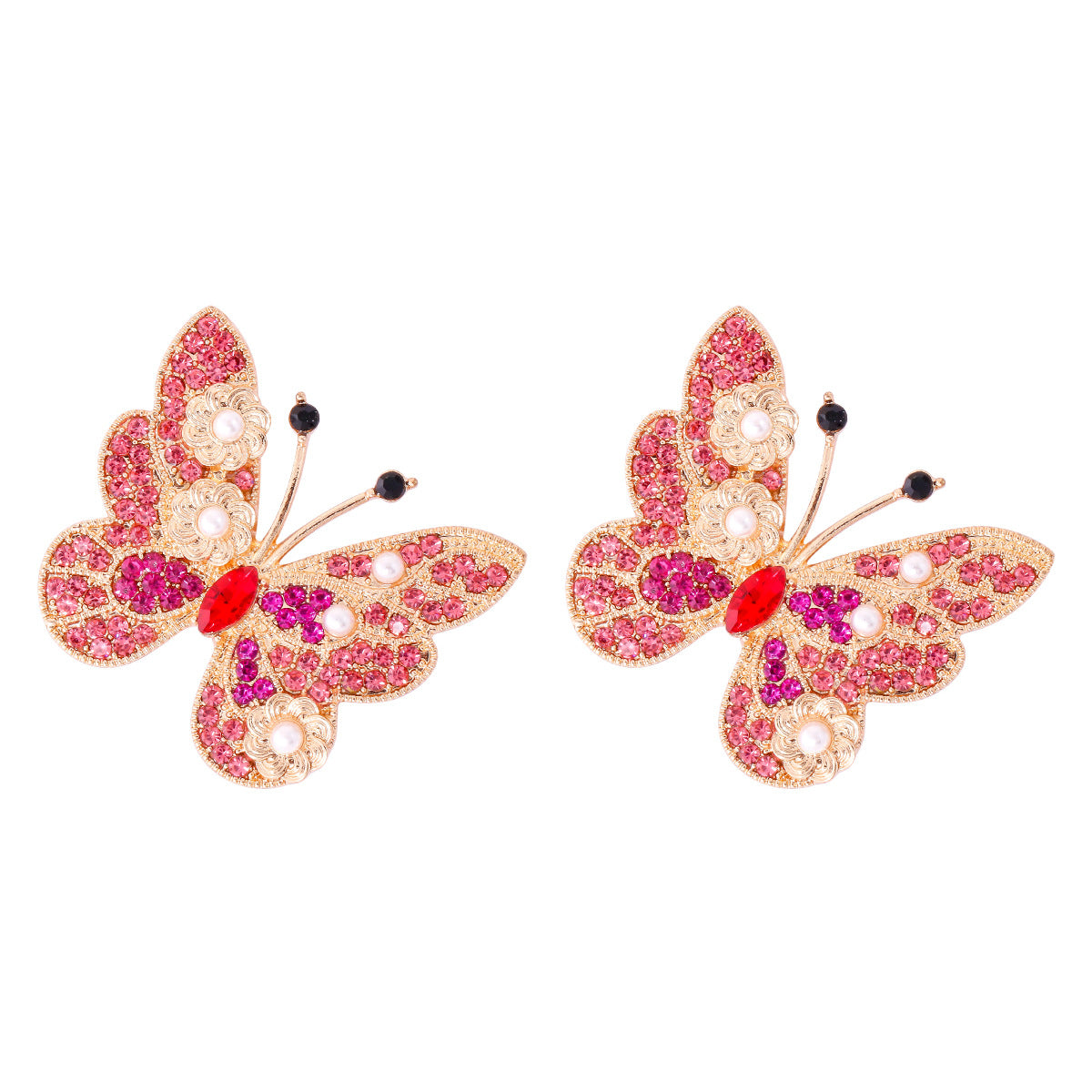 Wholesale Butterfly Colored Diamond Inlaid Alloy Earrings