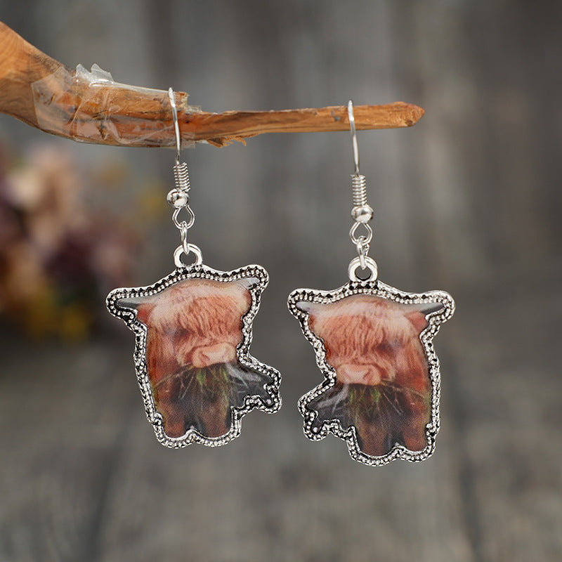Wholesale of Western Fengxi Highland Cow Earrings