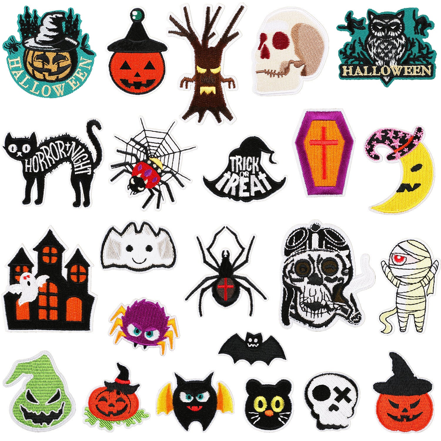 Wholesale Glitter Embroidered  Patch Ghost Skull Witch Cartoon DIY Fashion Accessory For Clothing Party Resale