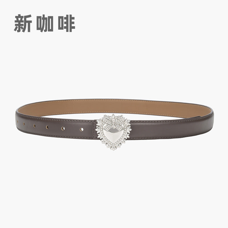 Wholesale Silver Love Buckle Genuine Leather Belt