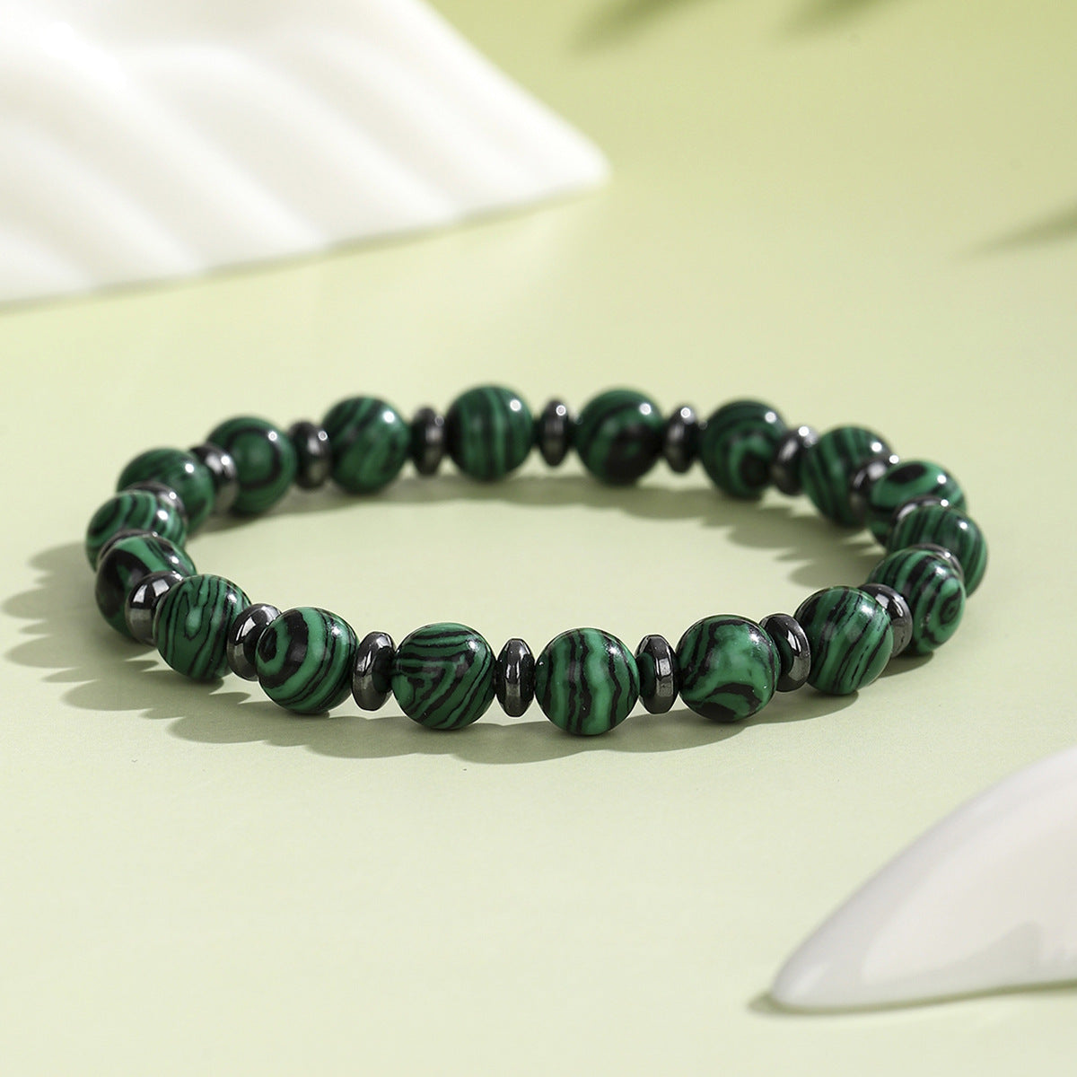 Wholesale Green Peacock Beaded Bracelet Punk Style Men' s Beaded Bracelet
