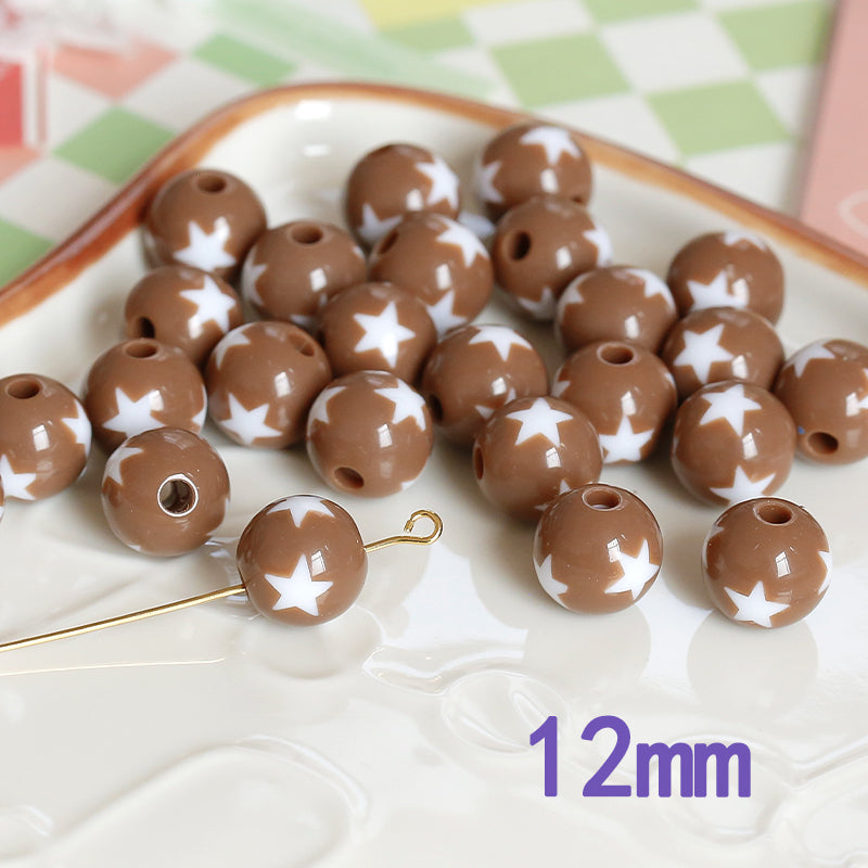 Wholesale 30pcs Cute Children's Fun Series Solid Color Macaron Color Star Round Beads