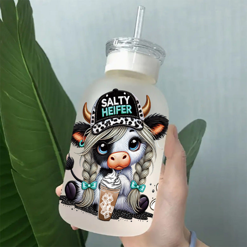 Wholesale Cute cartoon sunflower cow 16oz Cup UV DTF Wraps