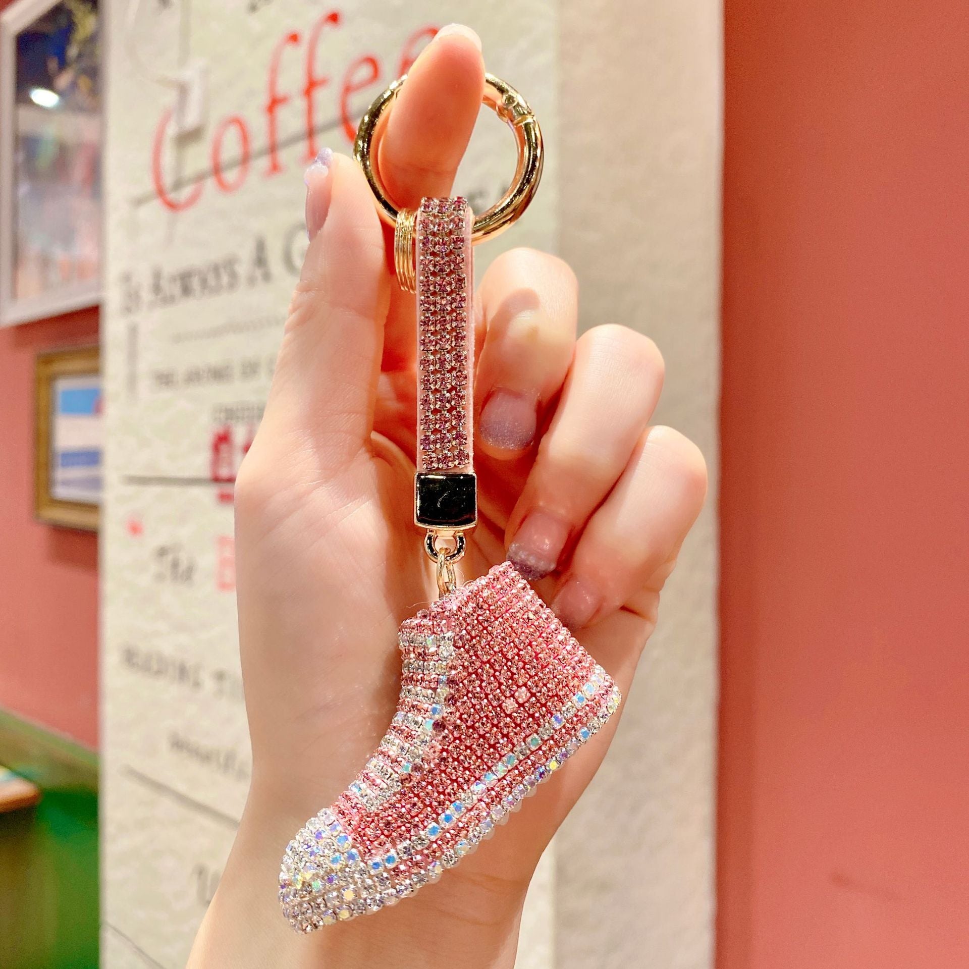 Wholesale Metal Diamond-encrusted Canvas Shoes Keychain