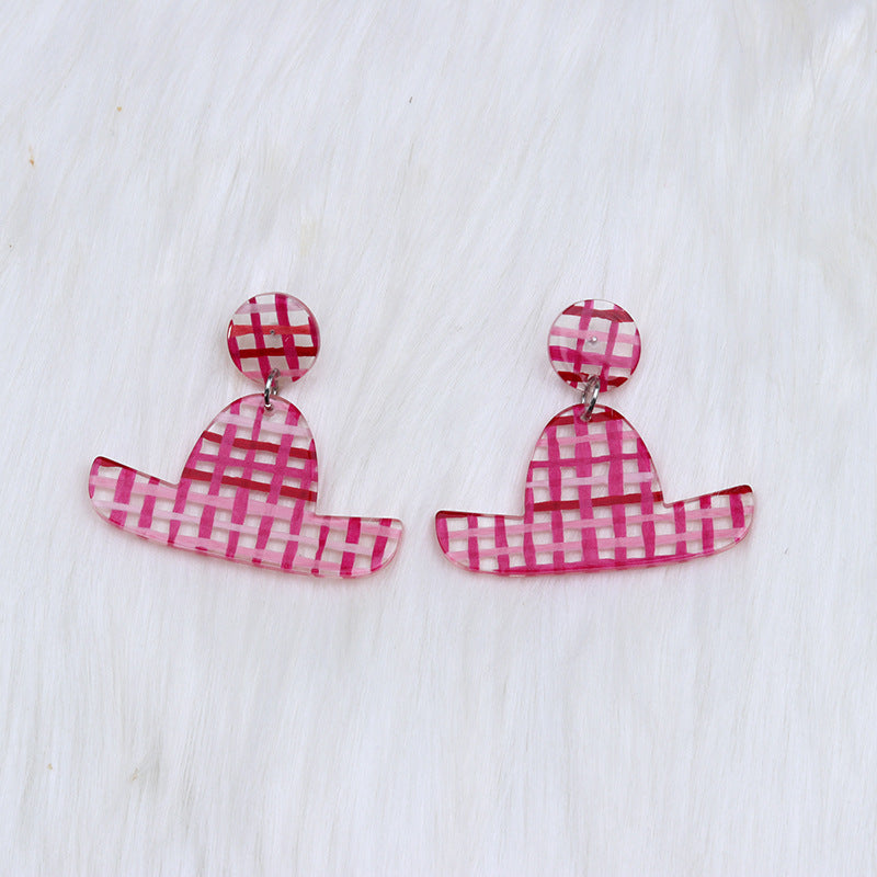 Wholesale Jelly Color Hat Canngue Acrylic Earrings