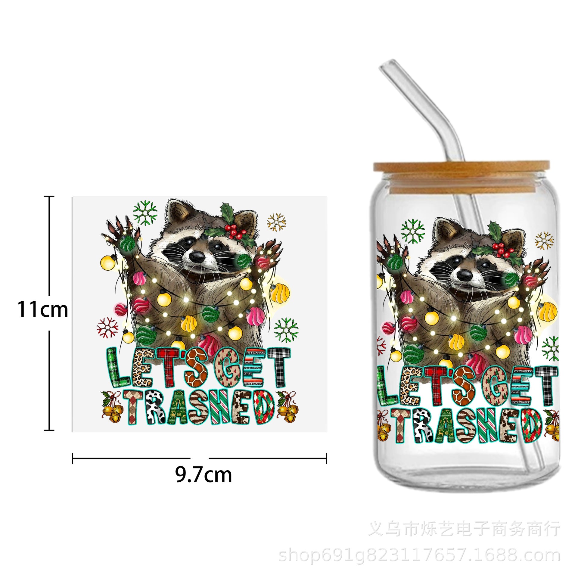 Wholesale  5pcs/pack Snowman Gingerbread Man Christmas Series 16oz Cup UV DTF Wraps