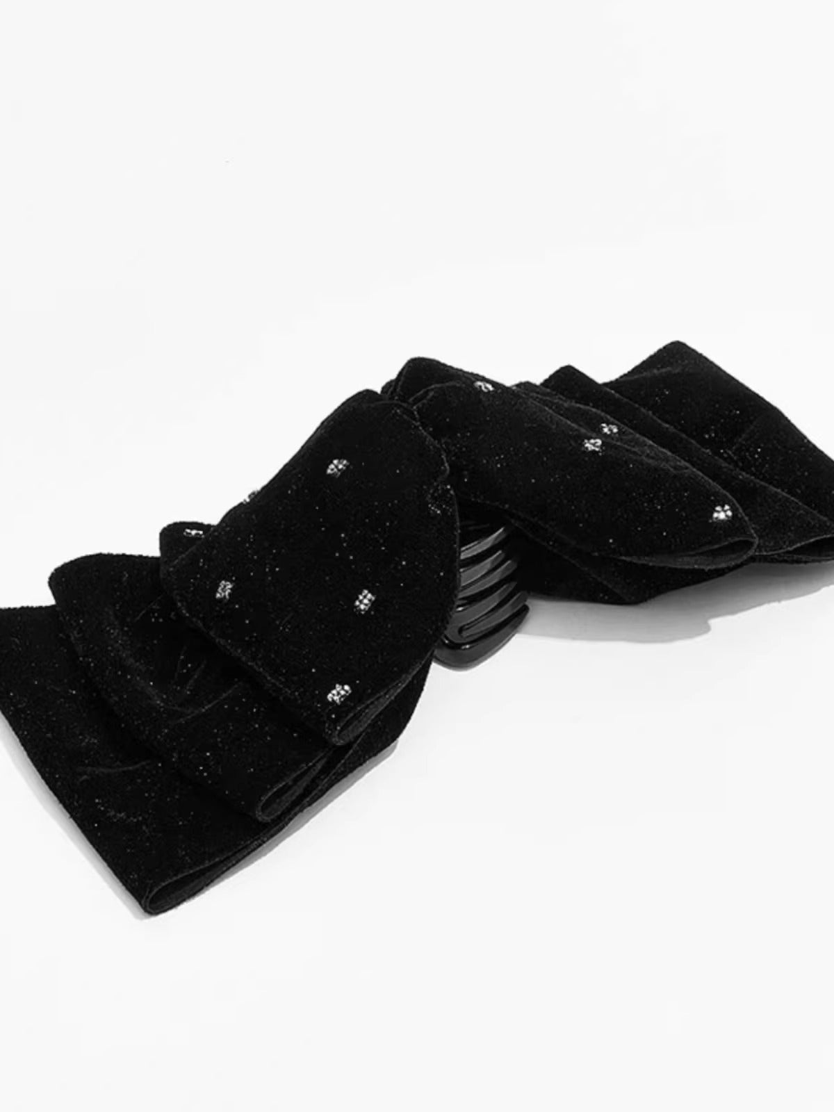 Wholesale Velvet Bow Head Refined Shiny Rhinestone Elegant  Grab Clip Headwear