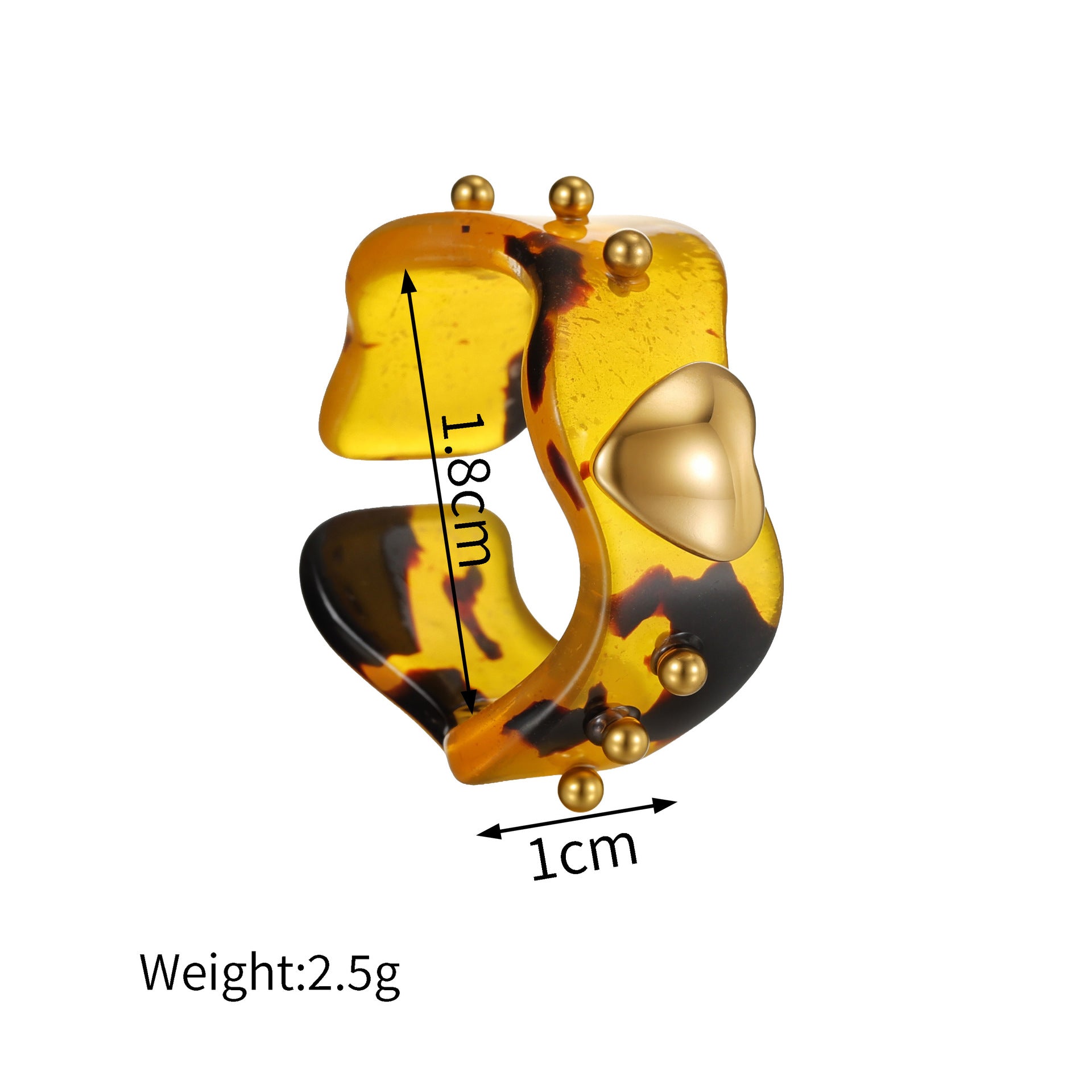 Wholesale Irregular 3D Heart Ring Multicolor Gradient Stainless Steel Electroplated Jewelry Gift