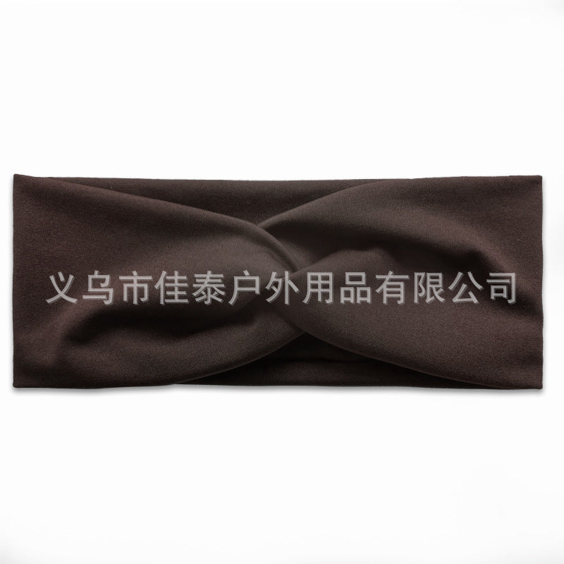 Wholesale Women's Solid Color Cross Hair Band Elastic Wide-brimmed Hair Band Exercise Running Sweat-absorbent Headband
