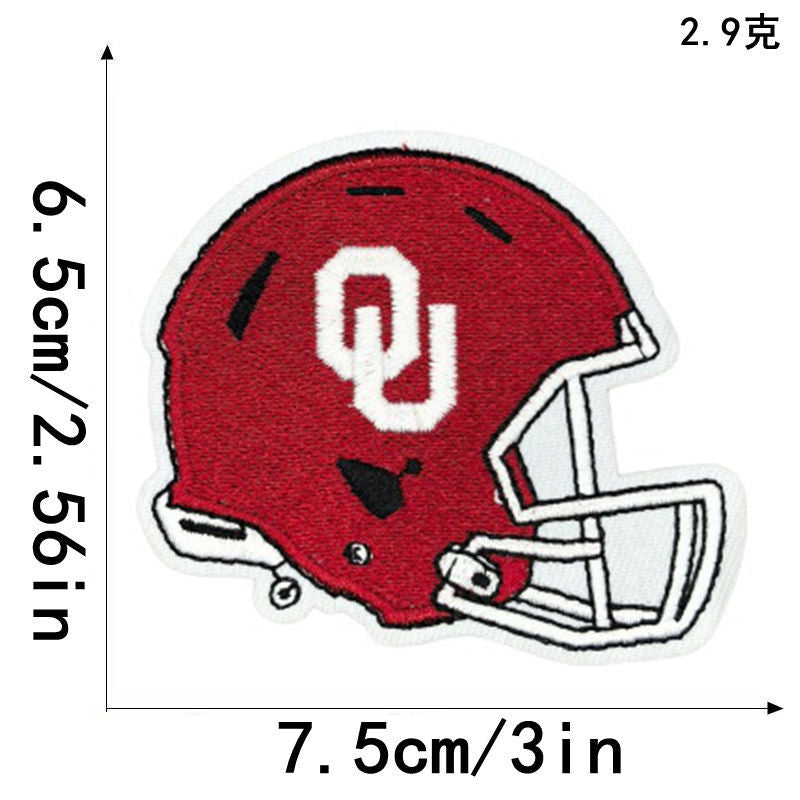Wholesale American College Football Helmet Embroidered Patches Set Of 8 Polyester Cotton Sew On Applique For ets Backpacks Hats DIY Craft Resale