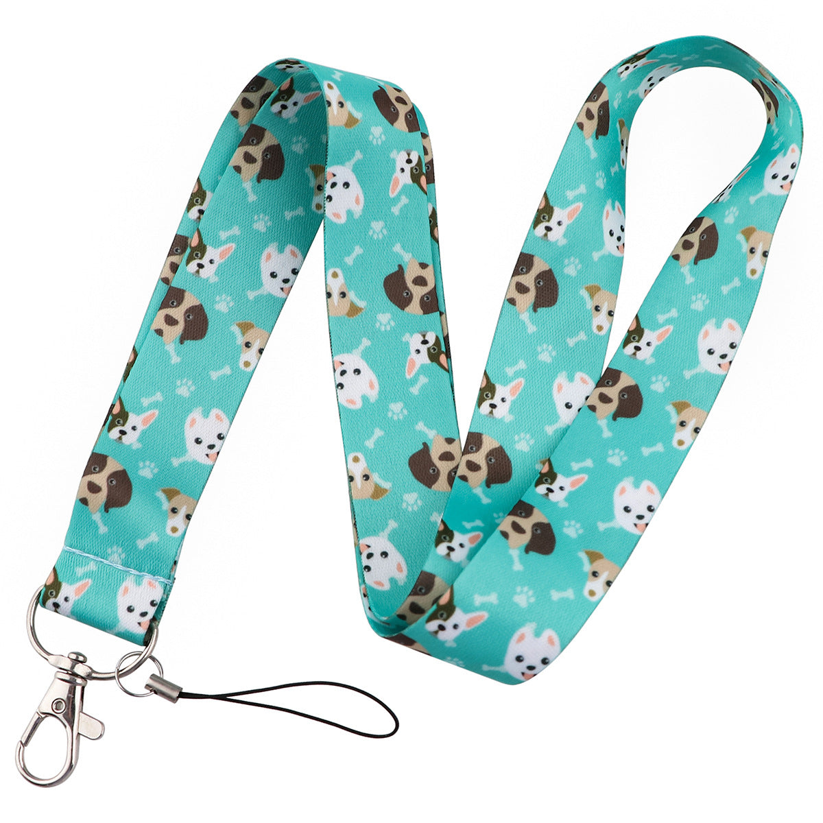 Wholesale Puppy Dog Paw Print Card Holder Webbing Polyester Lanyard Keychain
