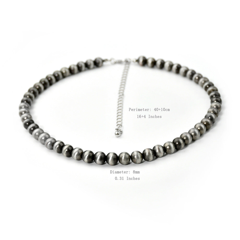 Wholesale Navajo Antique Brushed Pewter Bead Western Necklace