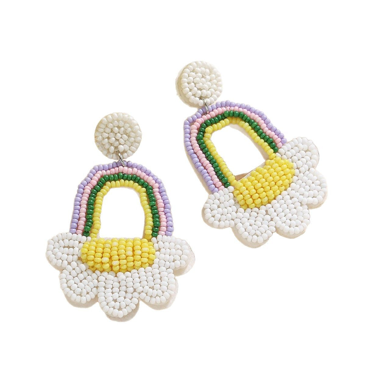 Wholesale New Easter Beaded Earrings Handmade Fabric Rice Beads Bohemian Creative Bunny Flower Basket Earrings