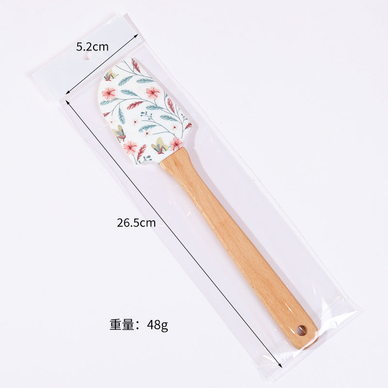 Wholesale Medium pointed silicone wood handled cream cake spatula