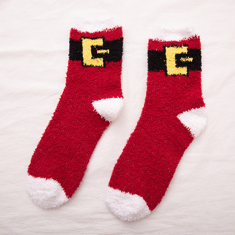 Wholesale Christmas Winter Women's Home Coral Plush Thick Sleeping Socks