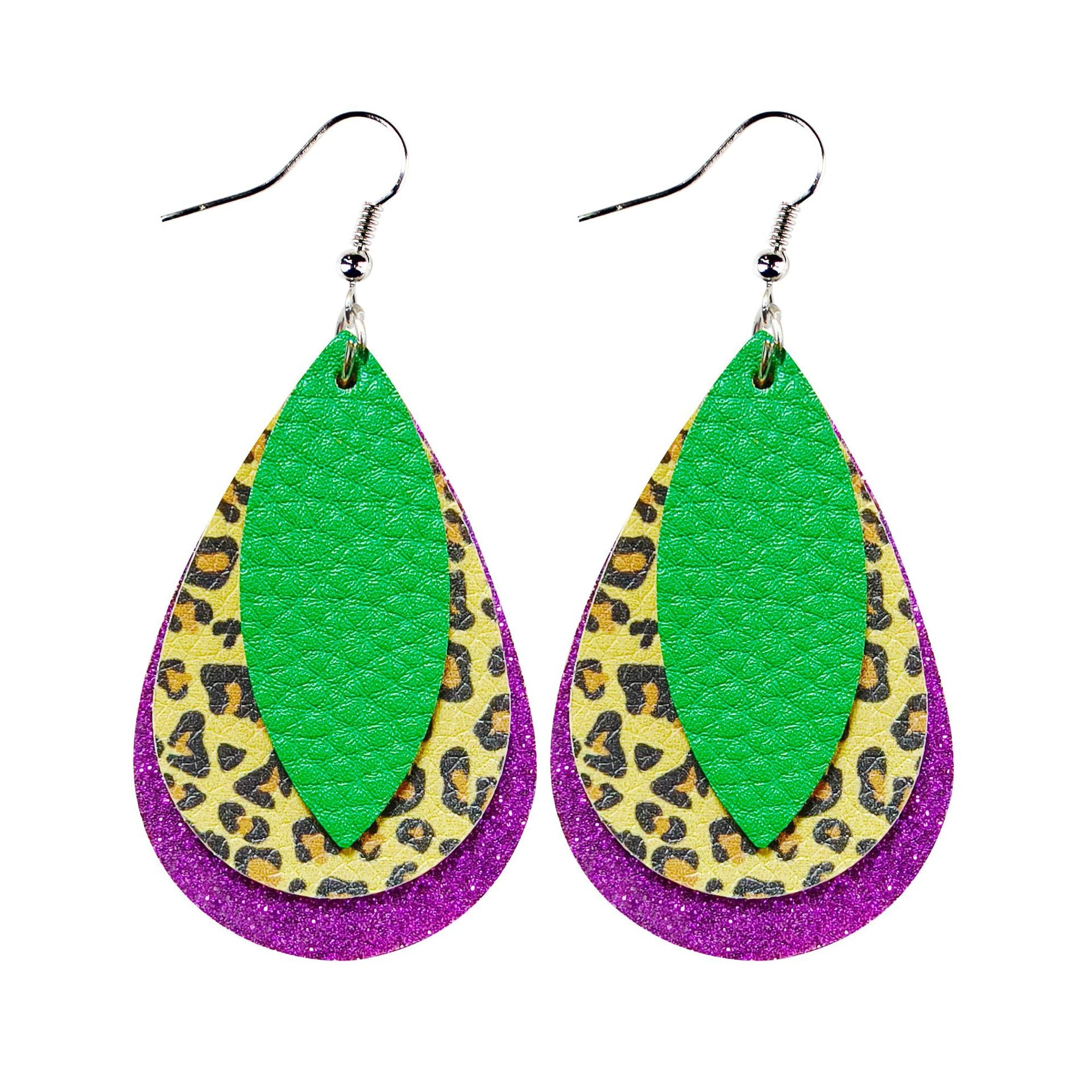 Wholesale Carnival Three-layer Leather Printed Powder Water Drop Leaves