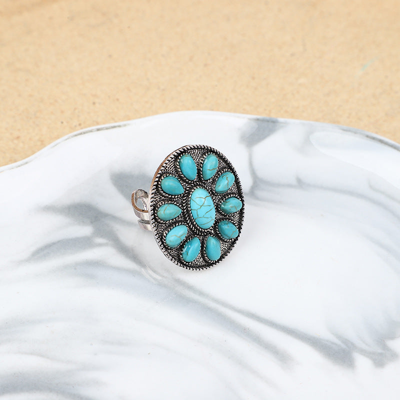 Wholesale Bohemian Retro Personalized Turquoise Ring