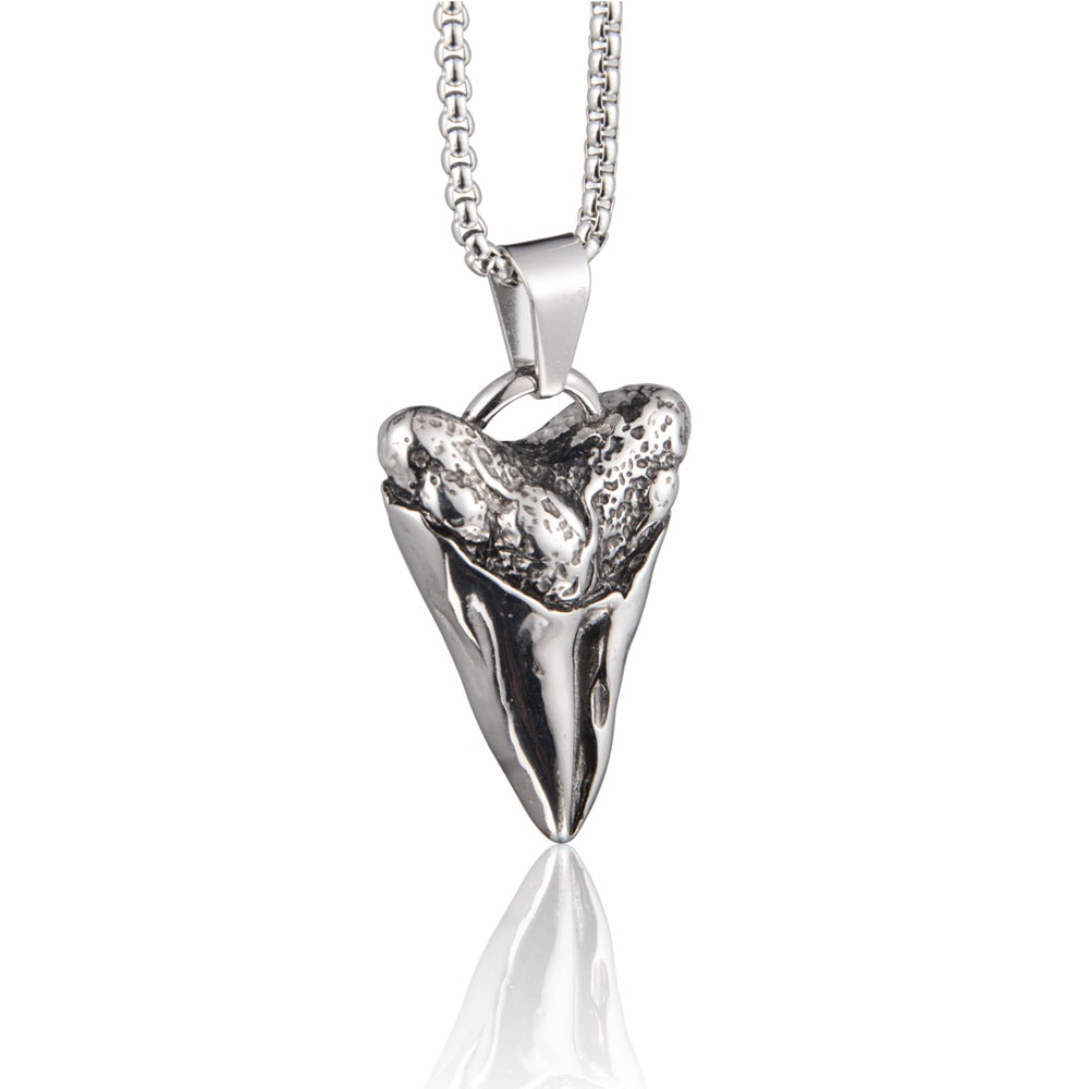 Wholesale Titanium Steel Shark Tooth Pendant Necklace Light Luxury Hip Hop Style Unisex Casual Jewelry For Everyday Wear Gift And Boutique Resale