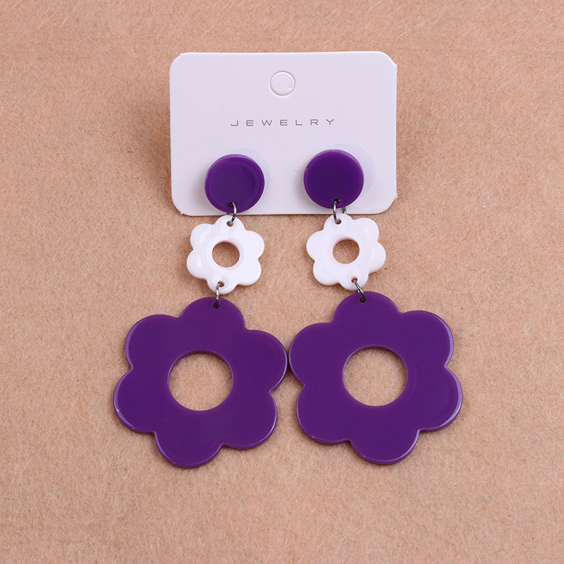 Wholesale small flower earrings hollow flower acrylic eardrops earrings