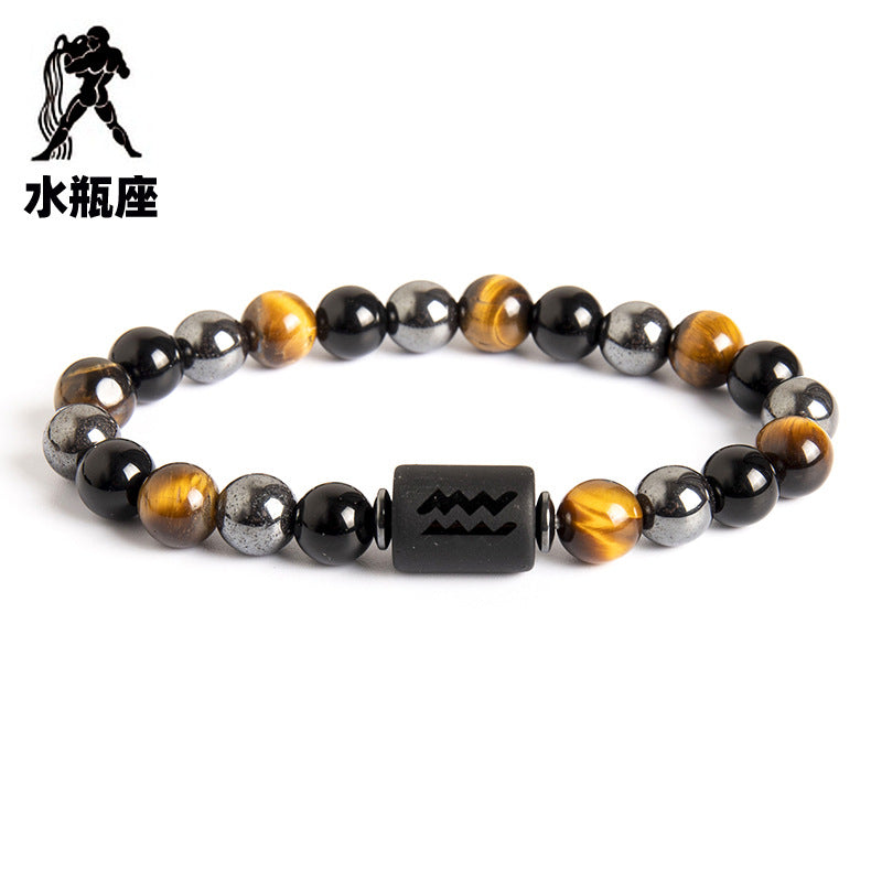Wholesale Twelve Constellation Natural Tiger Eye Stone Handmade Bead Bracelet