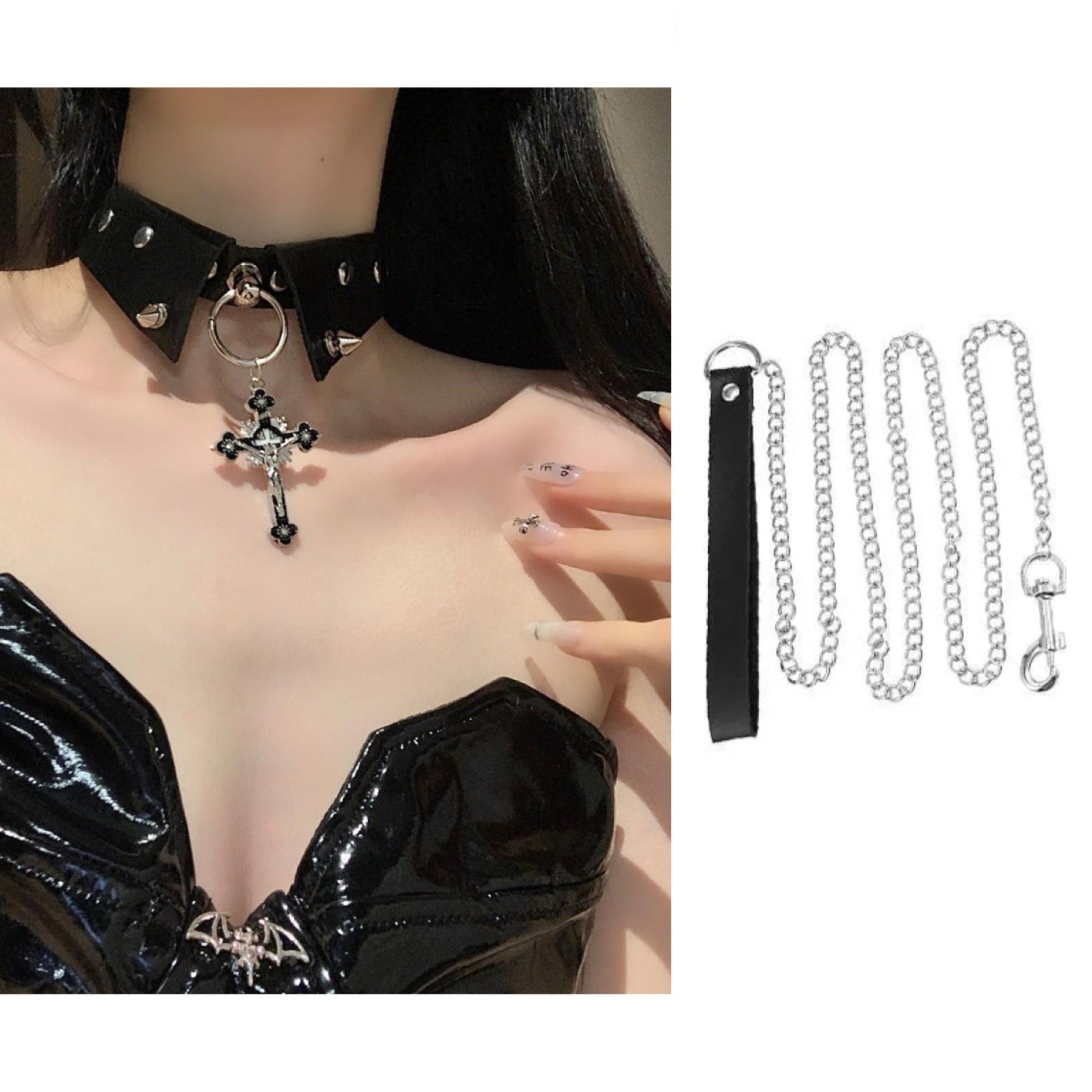 Wholesale White cross fake collar Gothic style necklace