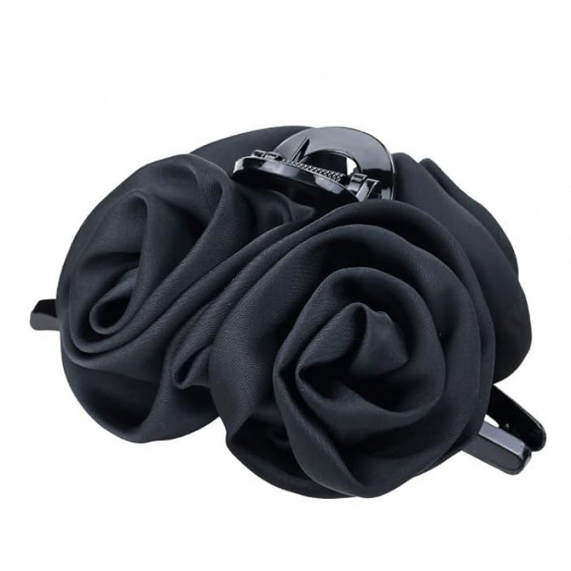 Wholesale Valentine's Day Satin Rose Flower Clamp Large Flower Shark Clip Spring and Summer Hairpin Headwear