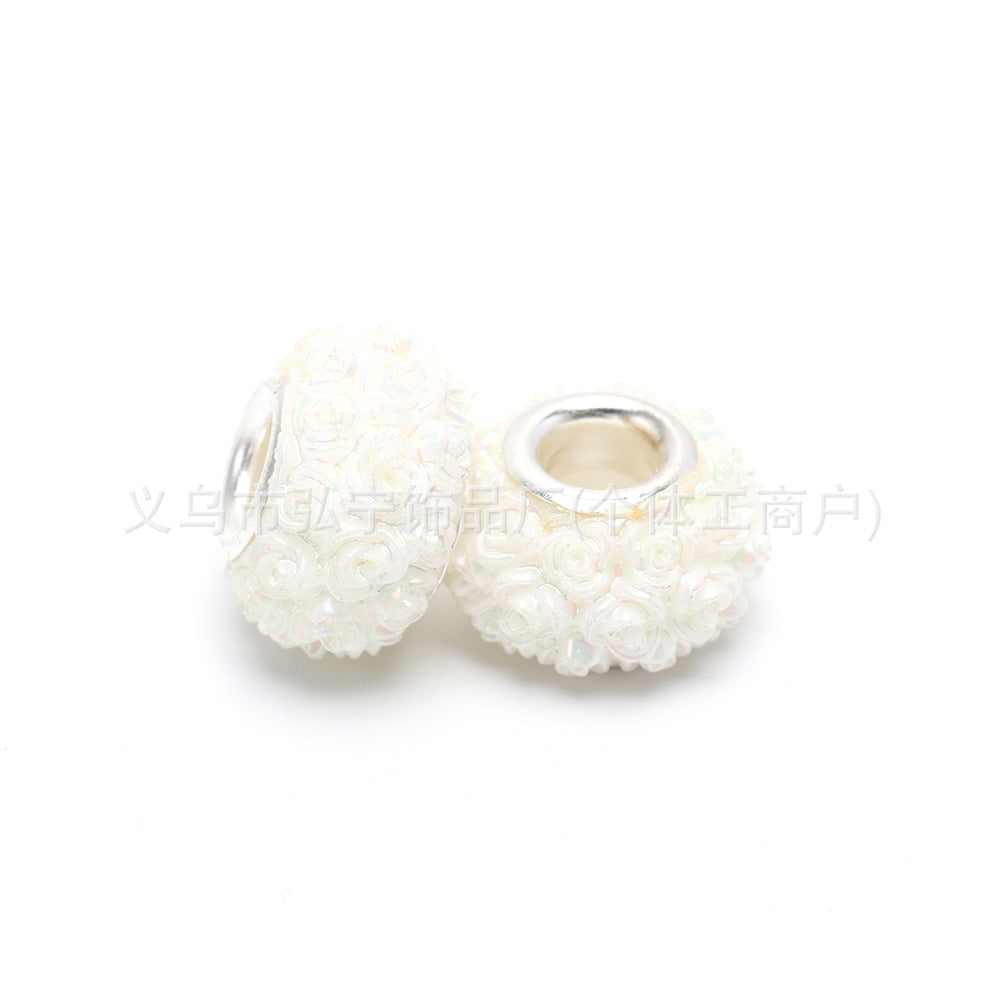 Wholesale 100pcs Eternal Flower Colorful AB Resin DIY Beads
